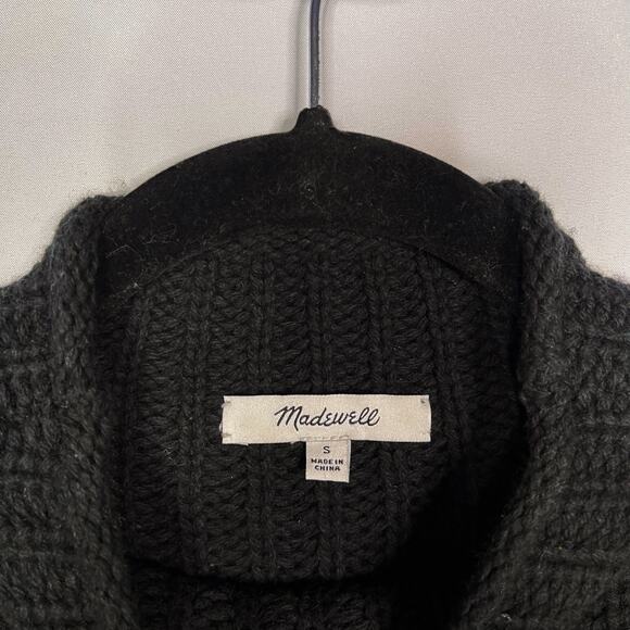 Madewell Small Black Mockneck Side Button Pullover Sweater Cotton Wool Womens - Picture 5 of 8